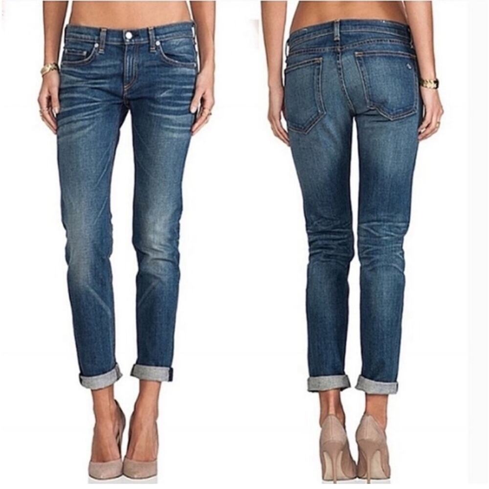 Rag & Bone The Dre Jeans Bradford Wash Boyfriend Low-rise Jeans Size 25